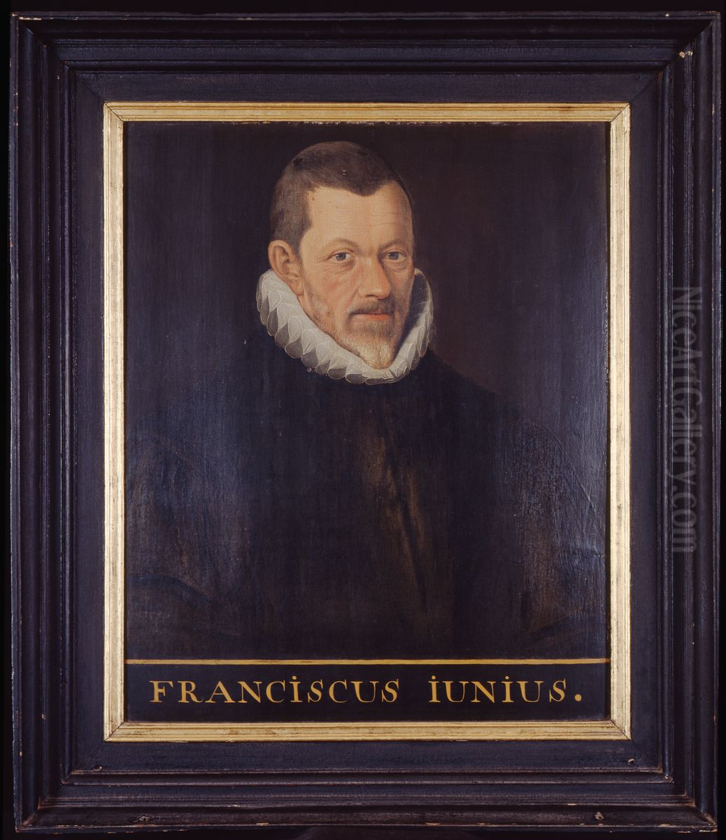Portret van Franciscus Junius, hoogleraar Godgeleerdheid en Hebreeuws te Leiden Oil Painting by Jacob Matham