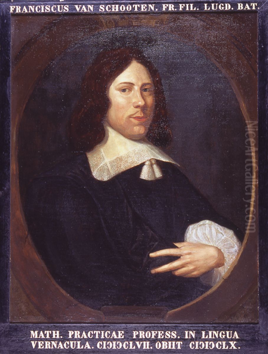 Portret van Frans (II) van Schooten, hoogleraar Nederduitse Mathematique en Wiskunde te Leiden Oil Painting by Hieronymus van der Mij