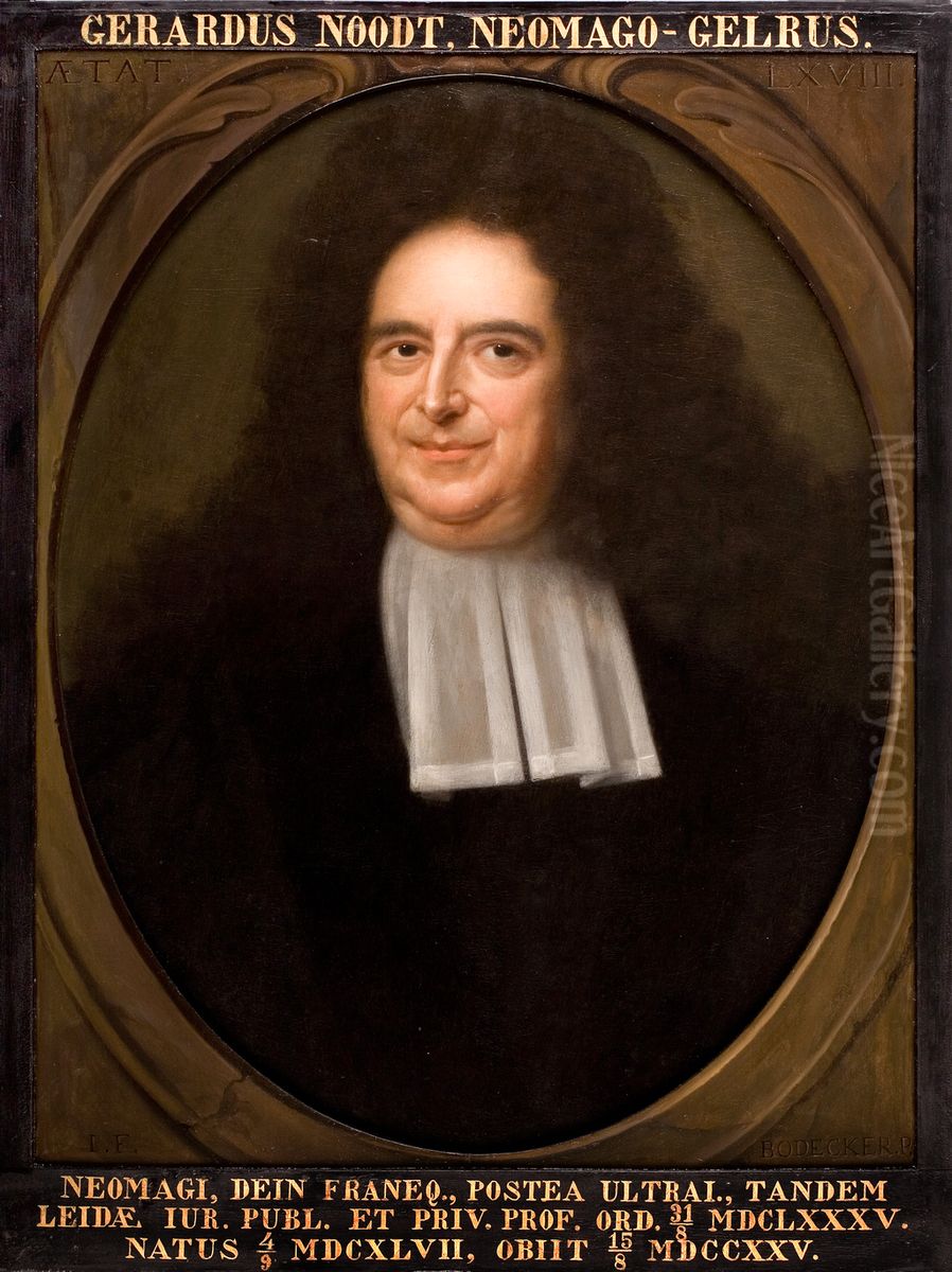 Portret van Gerard Noodt, hoogleraar Rechtsgeleerdheid te Leiden Oil Painting by Johann Friedrich Bodecker