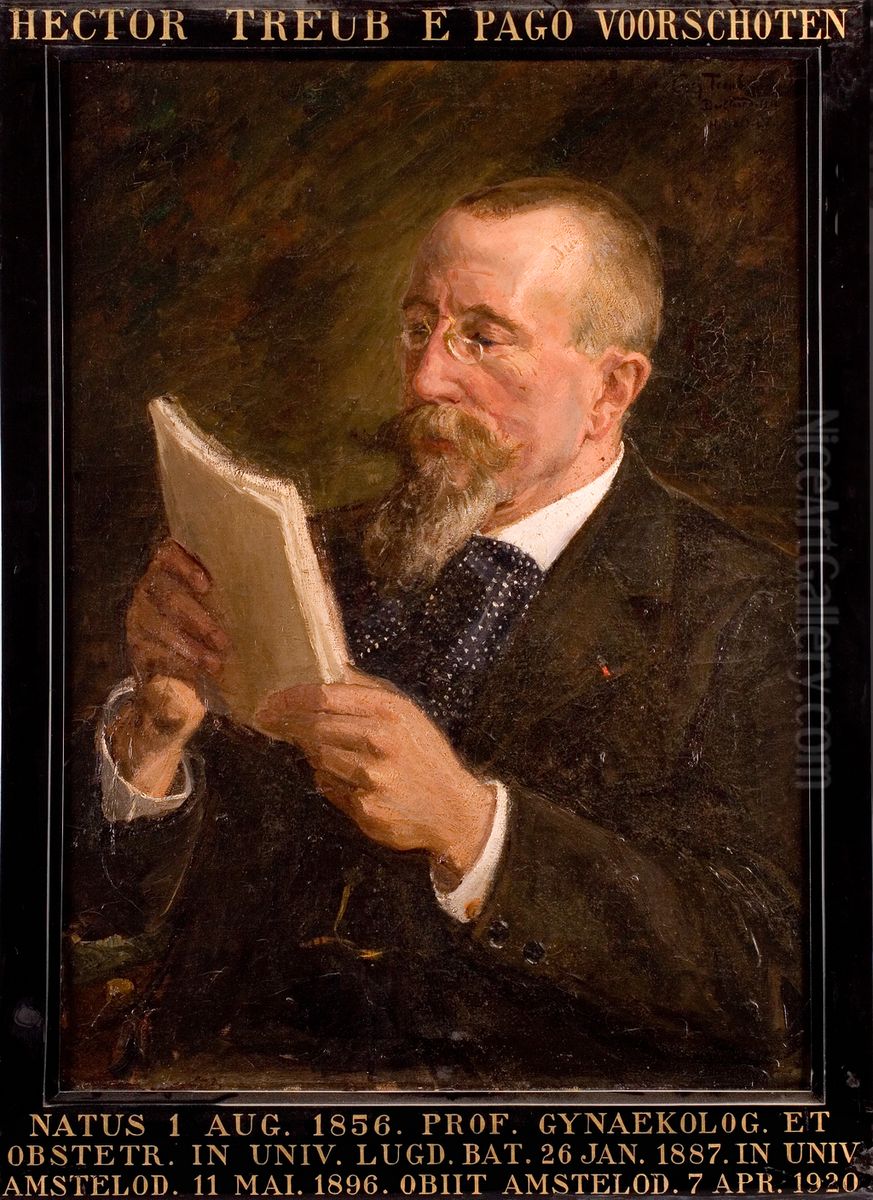 Portret van Hector Treub, hoogleraar Geneeskunde te Leiden Oil Painting by Corrie Boellaard