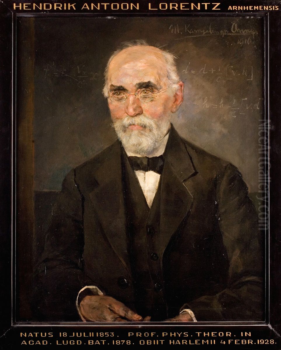 Portret van Hendrik Antoon Lorentz, hoogleraar Theoretische natuurkunde te Leiden Oil Painting by Menso Kamerlingh Onnes