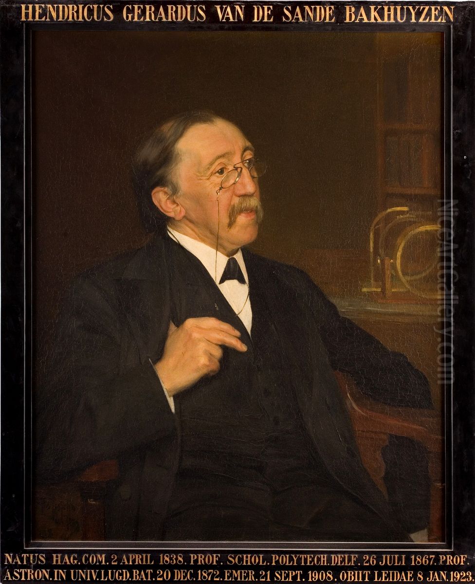 Portret van Hendrik Gerard van de Sande Bakhuyzen, hoogleraar Sterrenkunde te Leiden Oil Painting by Pieter De Josselin De Jong