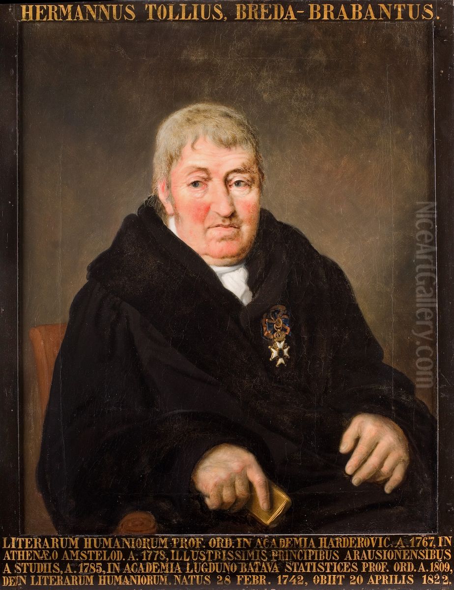 Portret van Herman Tollius, hoogleraar Statistiek, Diplomatie, Grieks en Latijn te Leiden Oil Painting by Louis Moritz