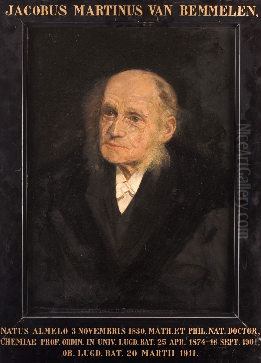 Portret van Jacob Maarten van Bemmelen, hoogleraar Scheikunde te Leiden Oil Painting by Menso Kamerlingh Onnes