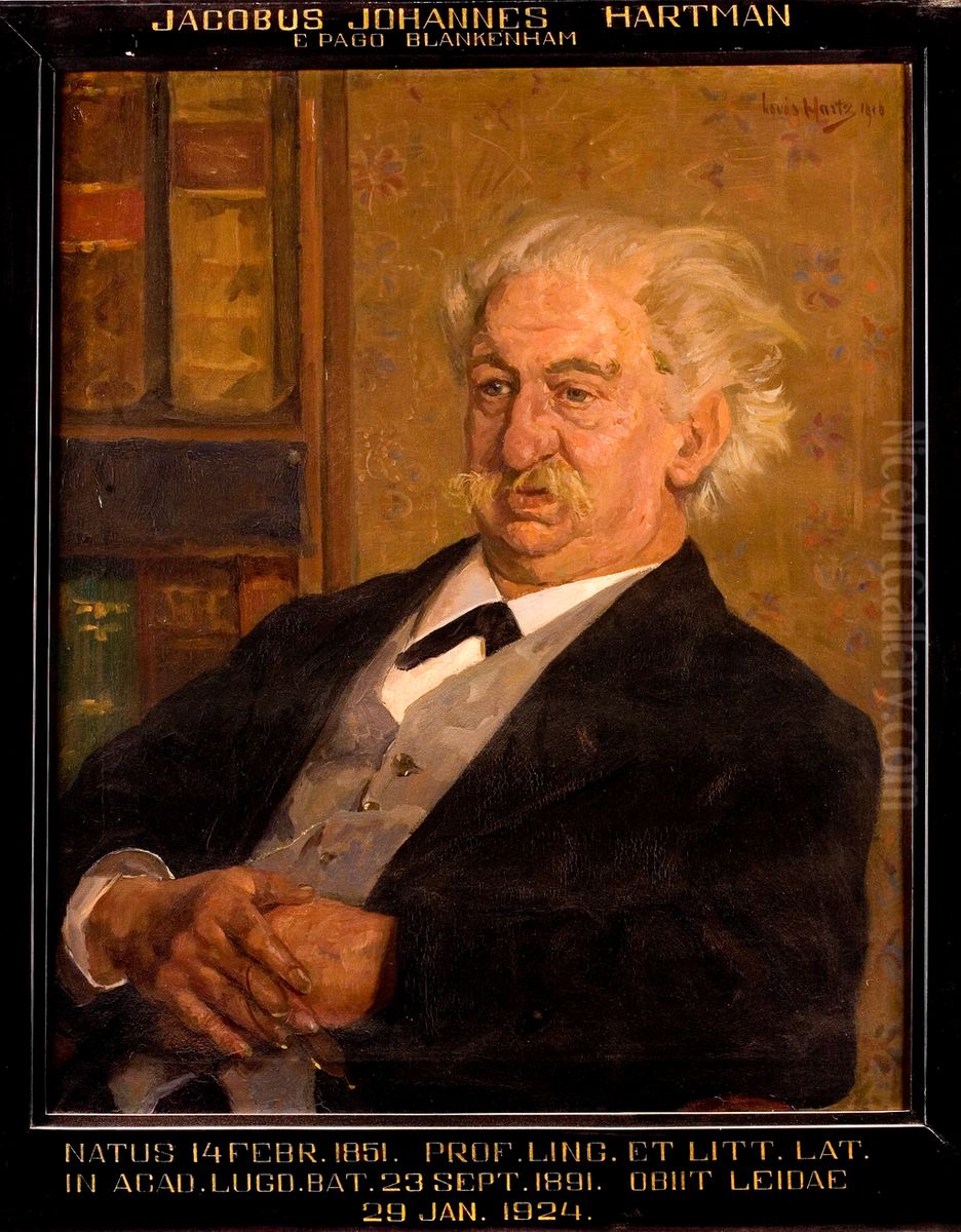 Portret van Jacobus Joannes Hartman, hoogleraar Latijnse Taal- en Letterkunde te Leiden Oil Painting by Louis Hartz