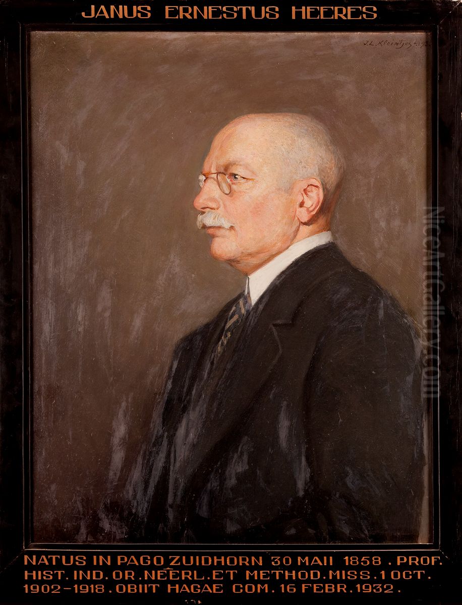 Portret van Jan Ernst Heeres, hoogleraar Geschiedenis van Nederlands-Indie te Leiden Oil Painting by Jan Kleintjes
