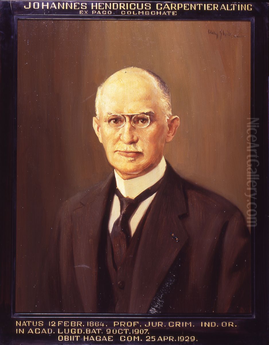 Portret van Joannes Hendrik Carpentier Alting, hoogleraar Nederlands-Indisch strafrecht te Leiden Oil Painting by Jan Willem Sluiter