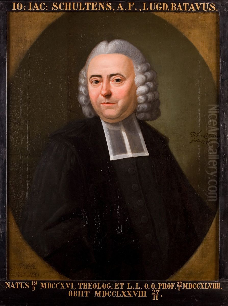 Portret van Joannes Jacobus Schultens, hoogleraar Godgeleerdheid te Leiden Oil Painting by Pierre Frederic de la Croix