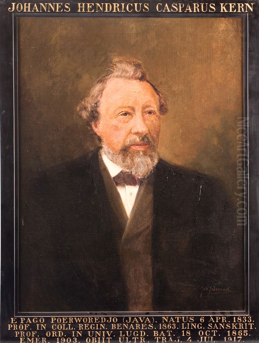 Portret van Johan Hendrik Caspar Kern, hoogleraar Sanskrit en Vergelijkende Taalkunde te Leiden Oil Painting by Johannes Josseaud