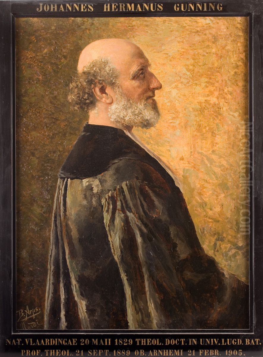 Portret van Johannes Hermannus Gunning, hoogleraar Godgeleerdheid te Leiden Oil Painting by Bernardus Arps
