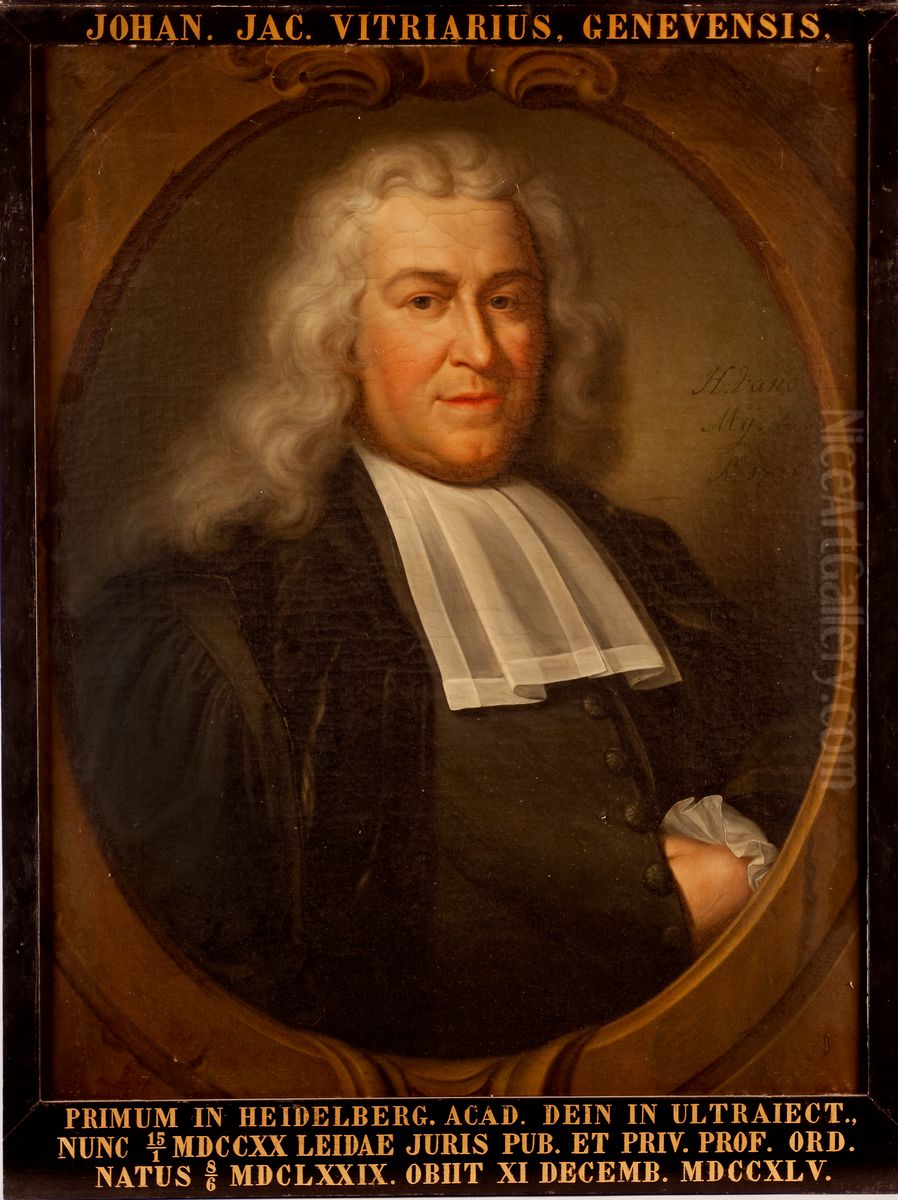 Portret van Johannes Jacobus Vitriarius, hoogleraar Rechtsgeleerdheid te Leiden Oil Painting by Hieronymus van der Mij