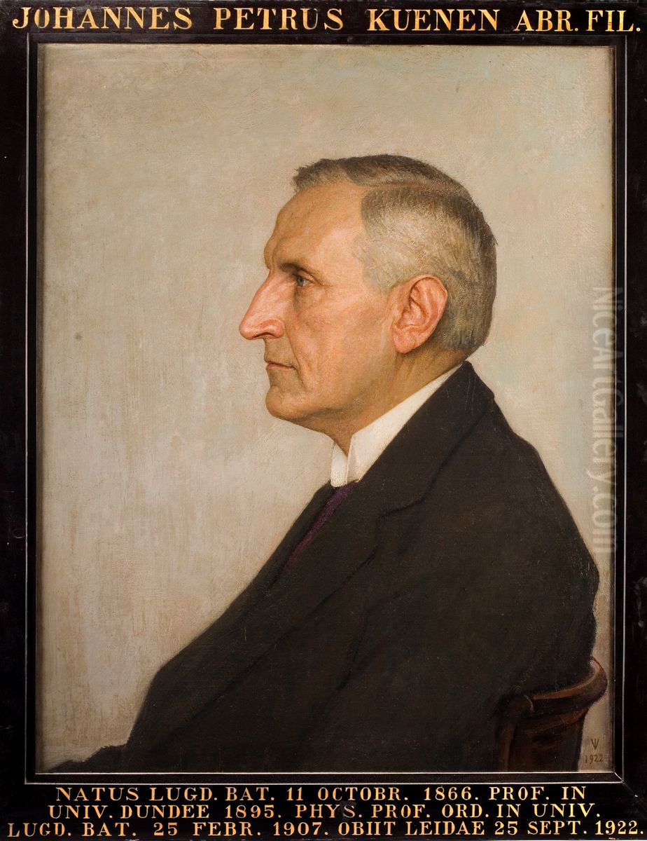 Portret van Johannes Petrus Kuenen, hoogleraar Natuurkunde te Leiden Oil Painting by Jan Veth