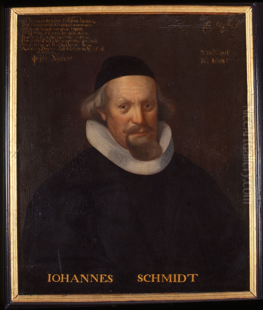 Portret van Johannes Schmidt, hoogleraar Godgeleerdheid in Straatsburg Oil Painting by Bartholomaus Hopfer