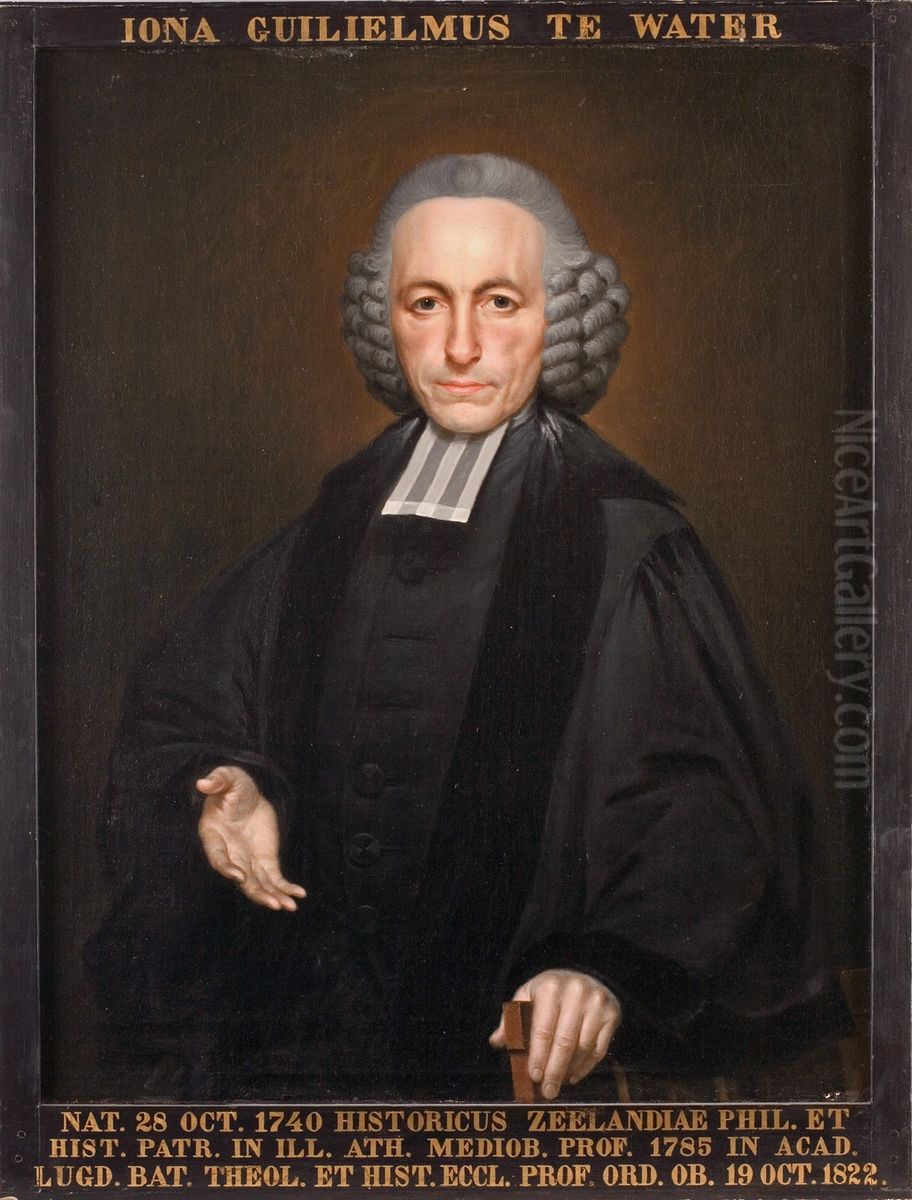 Portret van Jona Willem te Water, hoogleraar Godgeleerdheid te Leiden Oil Painting by Nicolas Joseph Delin