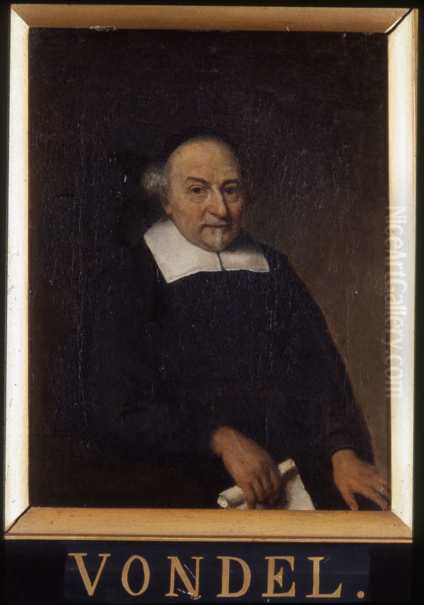 Portret van Joost van den Vondel, dichter Oil Painting by Philips Koninck