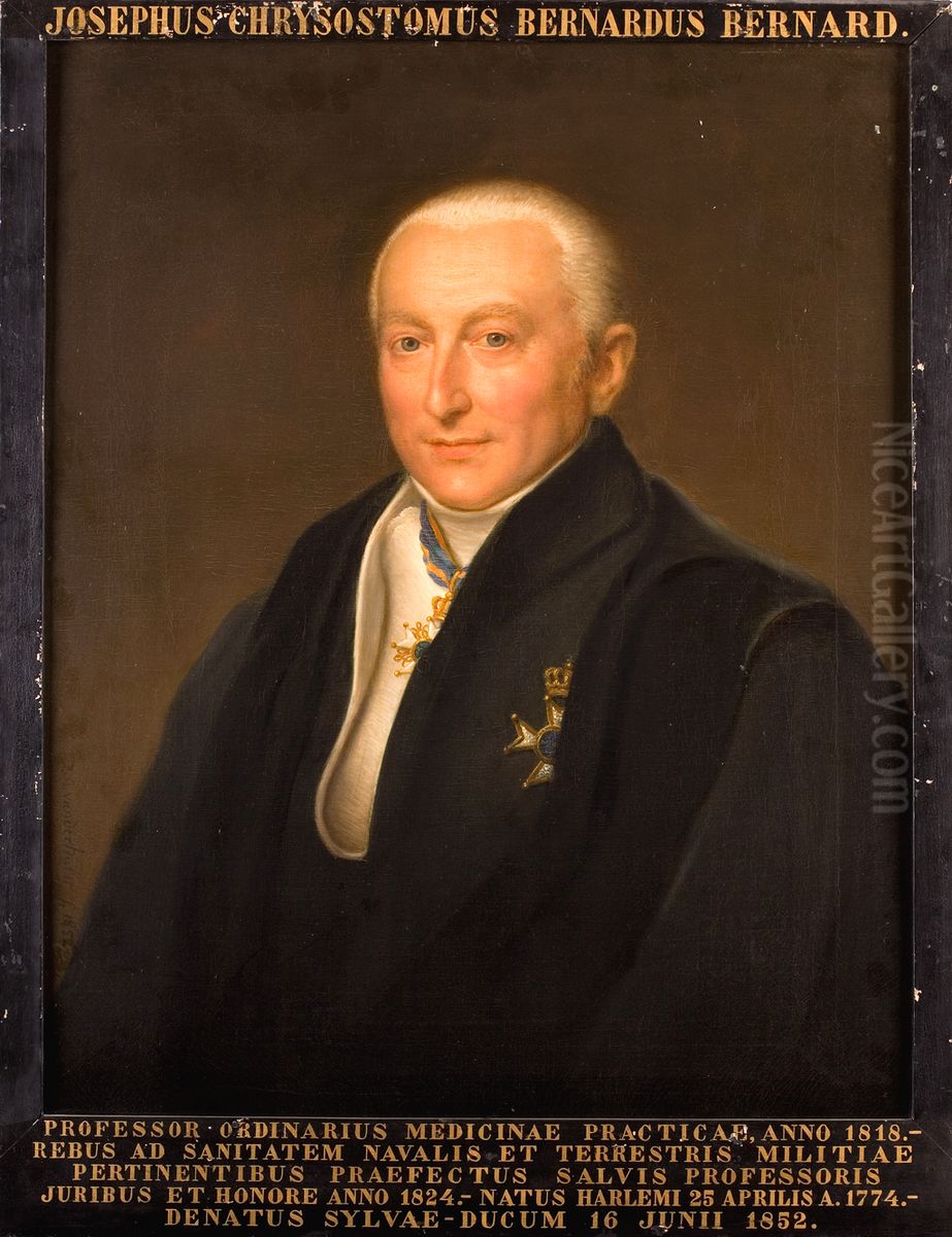 Portret van Josephus Chrysostomus Bernardus Bernard, hoogleraar Geneeskunde te Leiden Oil Painting by Jan Baptist Van Der Hulst