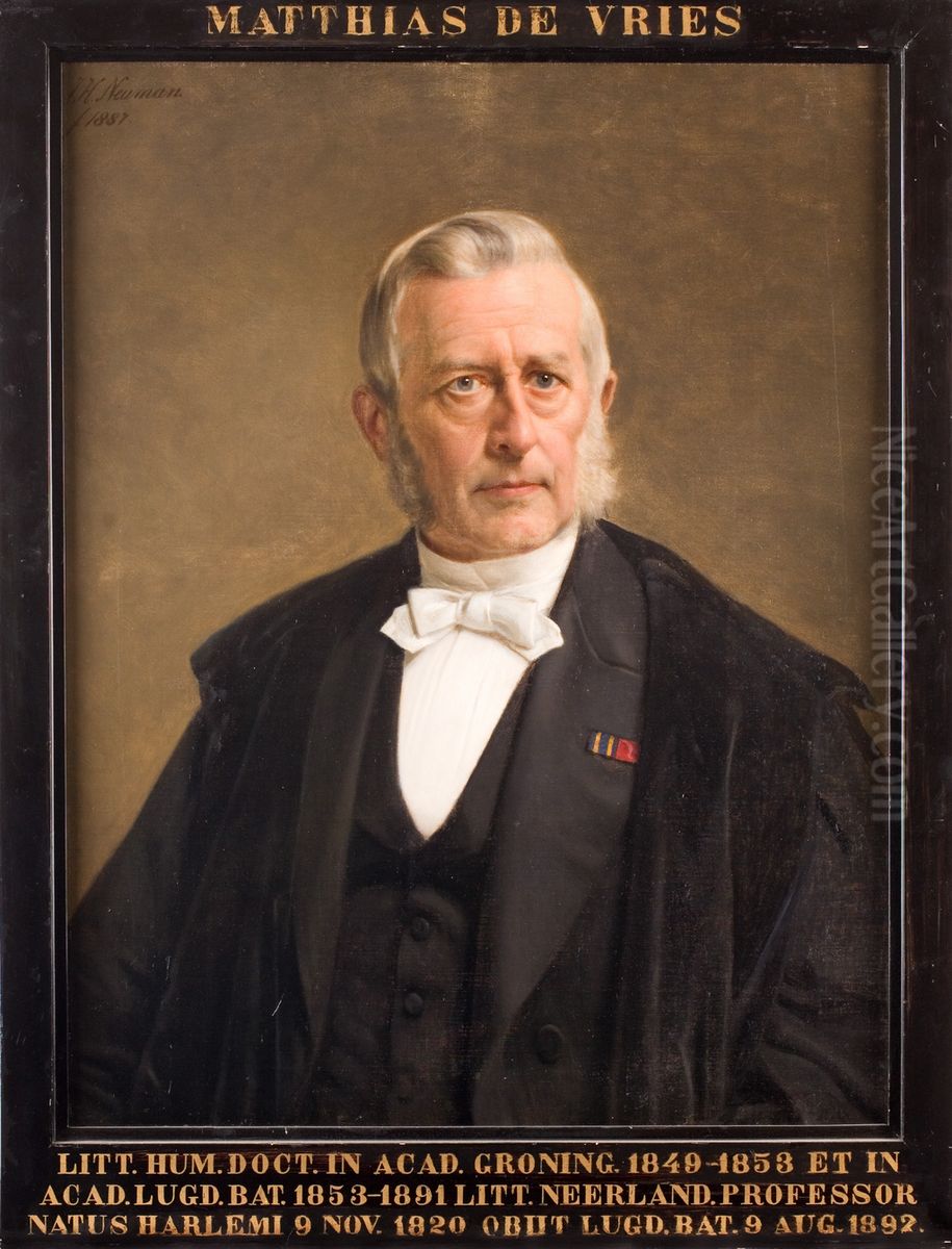 Portret van Matthias de Vries, hoogleraar Nederlands en Vaderlandse Geschiedenis te Leiden Oil Painting by Johan Heinrich Neuman