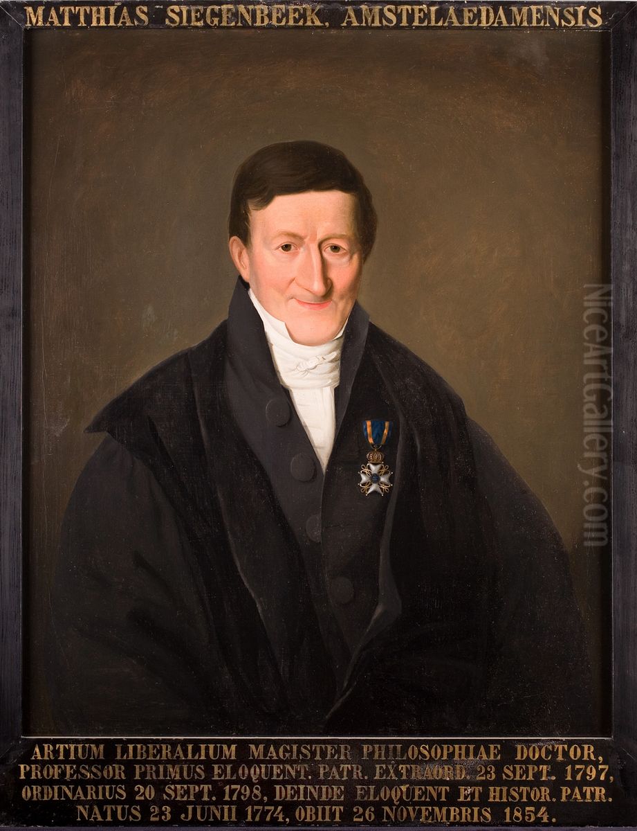 Portret van Matthijs Siegenbeek, hoogleraar Nederduitse Welsprekendheid en Vaderlandse Geschiedenis te Leiden Oil Painting by Ezechiel Davidson
