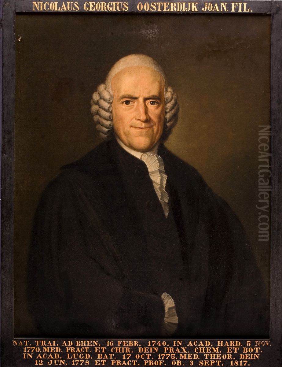 Portret van Nicolaas George Oosterdijk, hoogleraar Theoretische en Praktische Geneeskunde te Leiden Oil Painting by Jacobus Buys