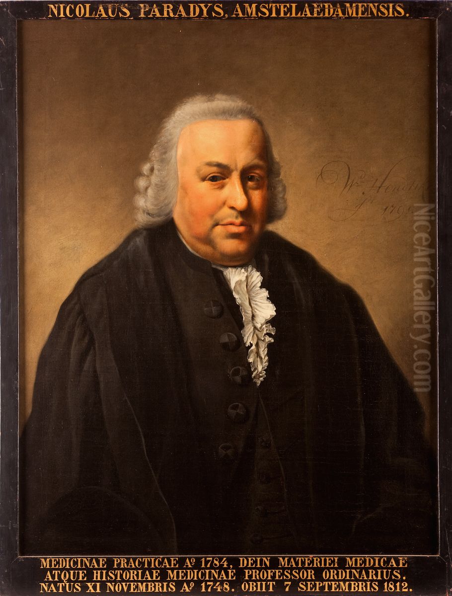 Portret van Nicolaas Paradijs, hoogleraar Praktische Geneeskunde en Geschiedenis der Geneeskunde te Leiden Oil Painting by Wybrand Hendricks