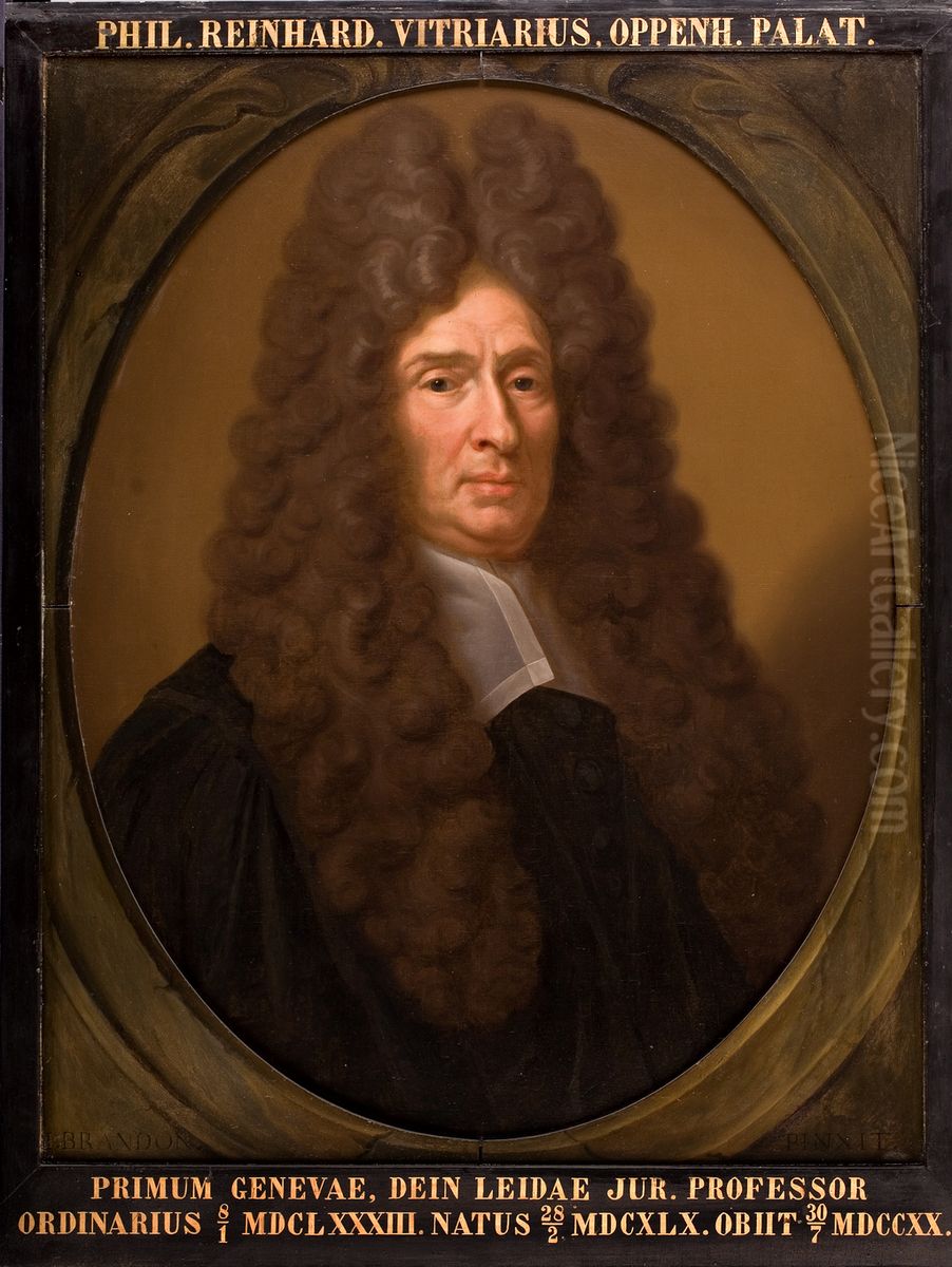 Portret van Philippus Reinhardus Vitriarius, hoogleraar Rechtsgeleerdheid te Leiden Oil Painting by Jan Hendrik Brandon