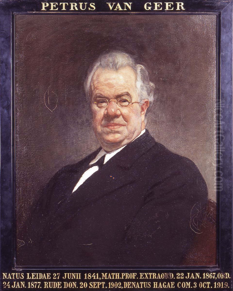 Portret van Pieter van Geer, hoogleraar Wiskunde en Mechanica te Leiden Oil Painting by Hendrik Haverman