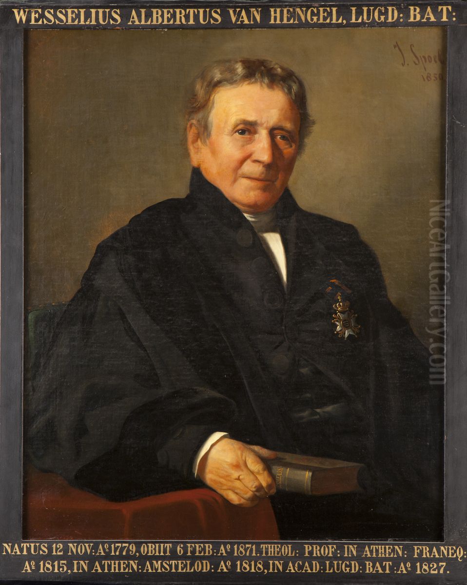 Portret van Wessel Albertus van Hengel, hoogleraar Uitlegging van het Nieuwe Testament te Leiden Oil Painting by Jacob Spoel