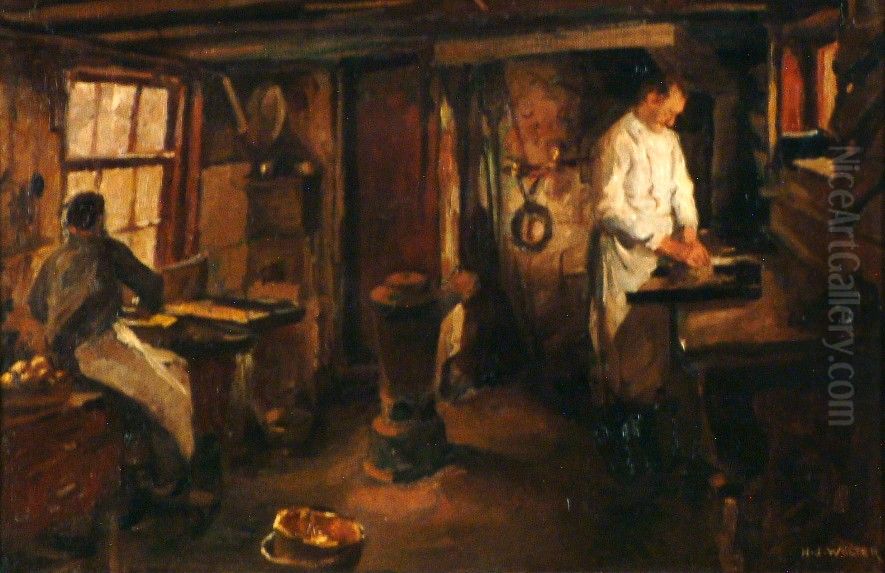 Interieur bakkerij Van Zalingen Oil Painting by Hendrik Jan Wolter