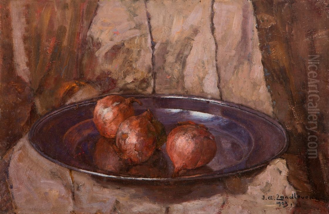 Stilleven met uien. Oil Painting by Jan Adam Zandleven