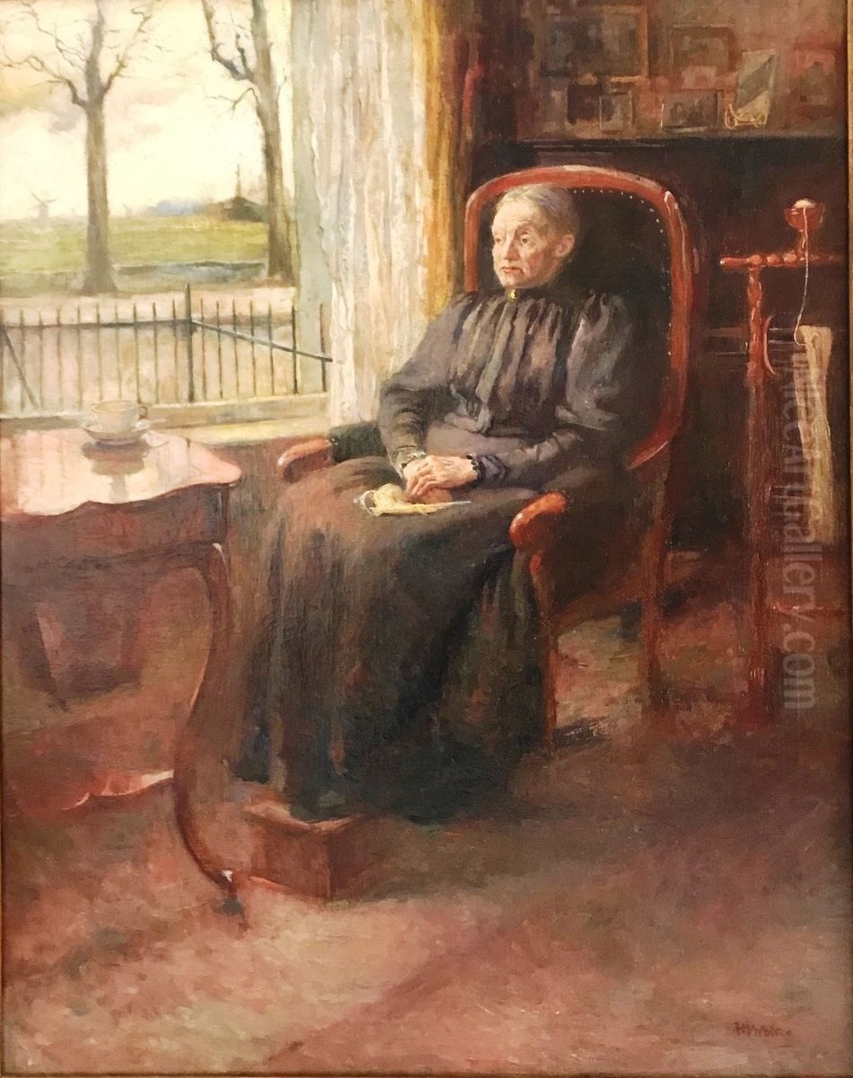 Portret Johanna Louiza Lorie (1846-1928) Oil Painting by Hendrik Jan Wolter