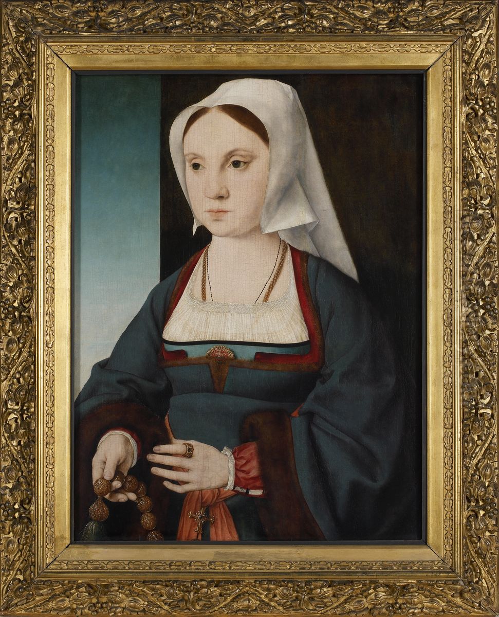 Portrait of a woman with a rosary Oil Painting by Joos Van Cleve