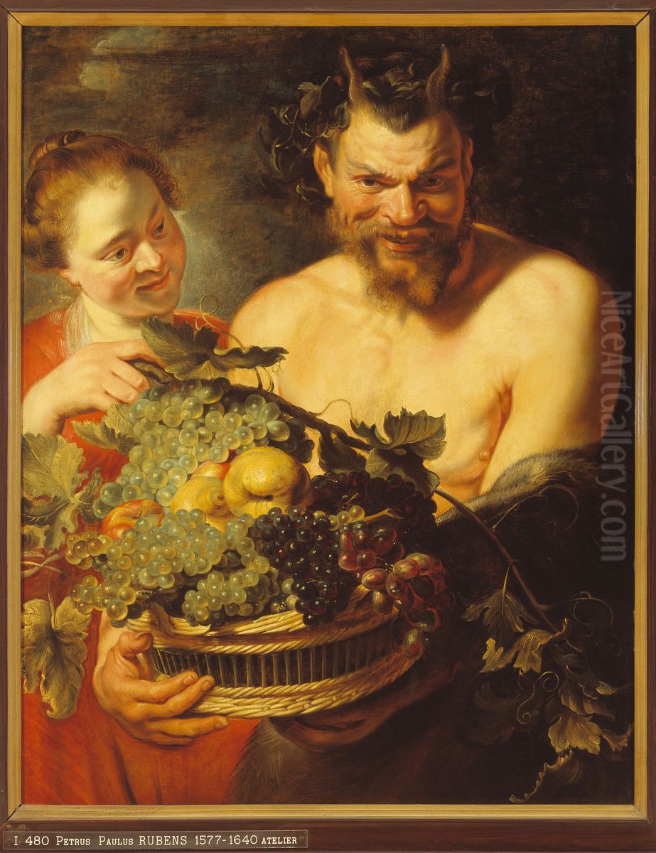 Faun en nimf Oil Painting by (studio of) Rubens, Peter Paul