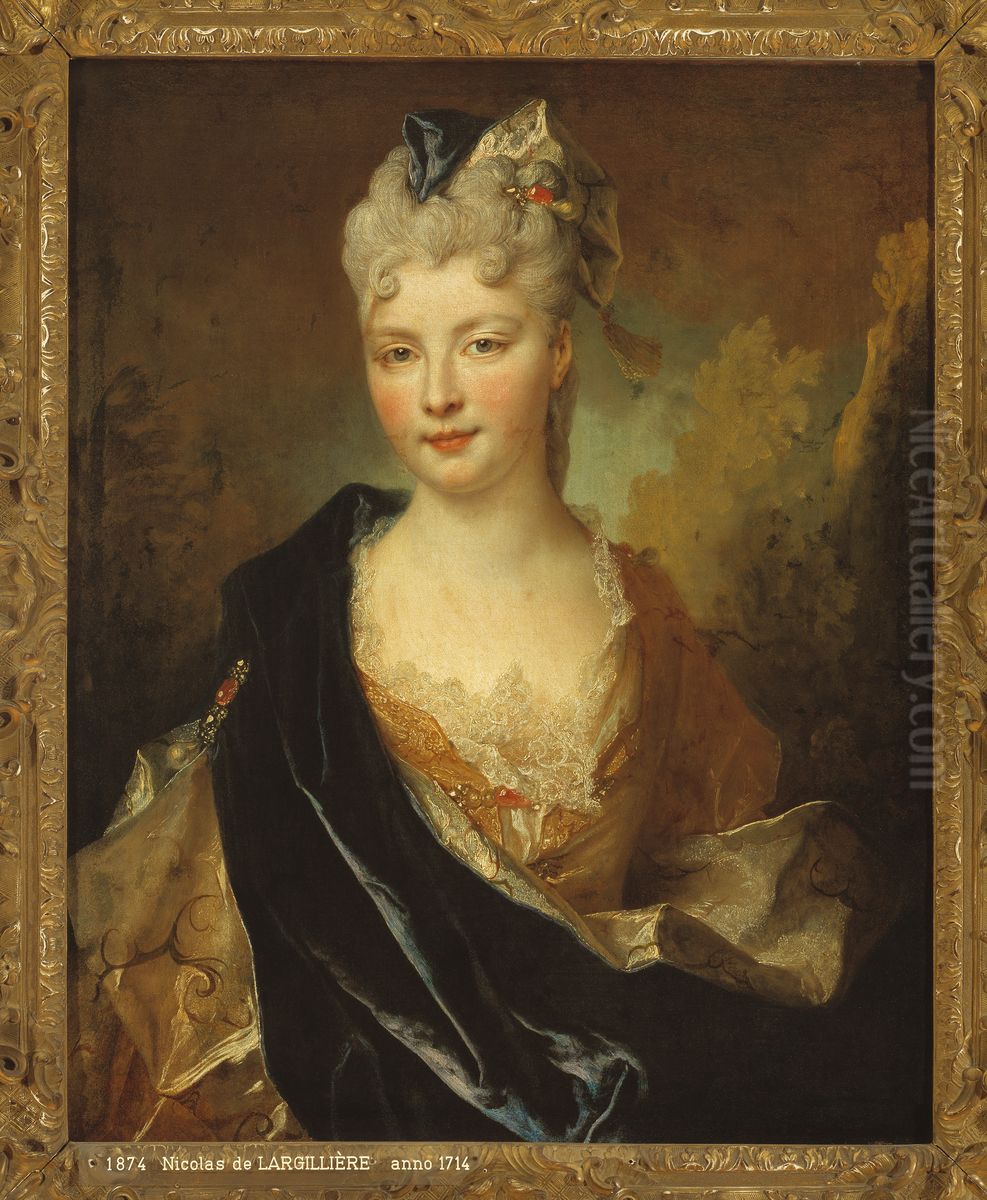 Portret van een jonge dame Oil Painting by Nicolas de Largilliere