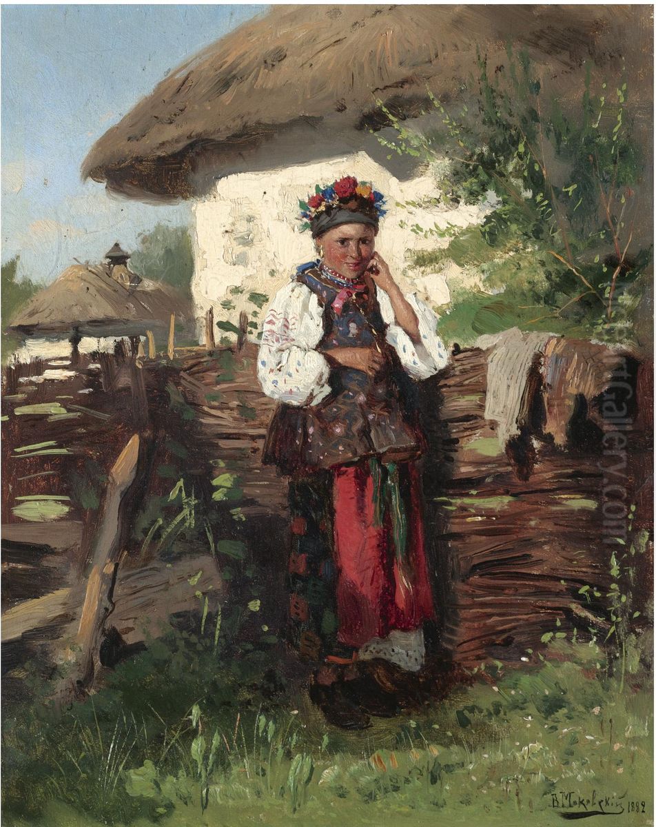 Ukrainian girl Oil Painting by Vladimir Makovsky
