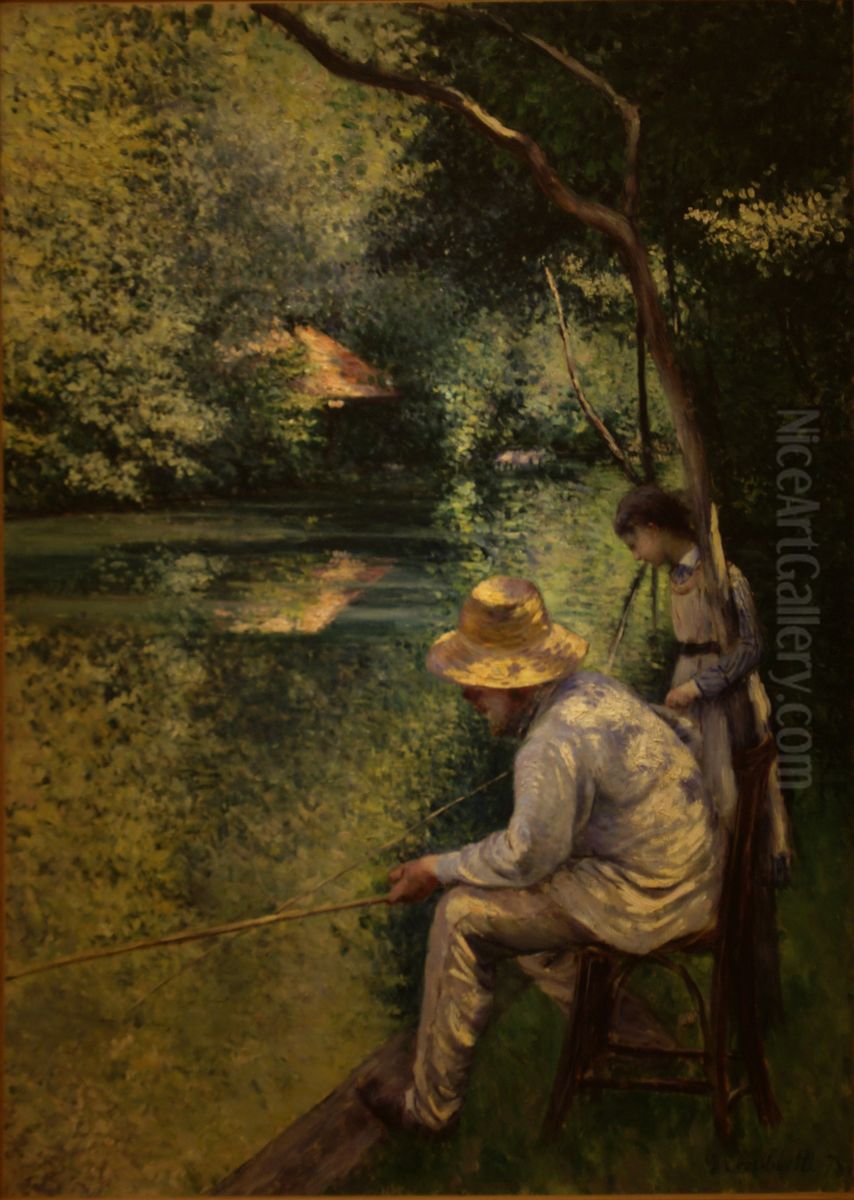 Angling Oil Painting by Gustave Caillebotte