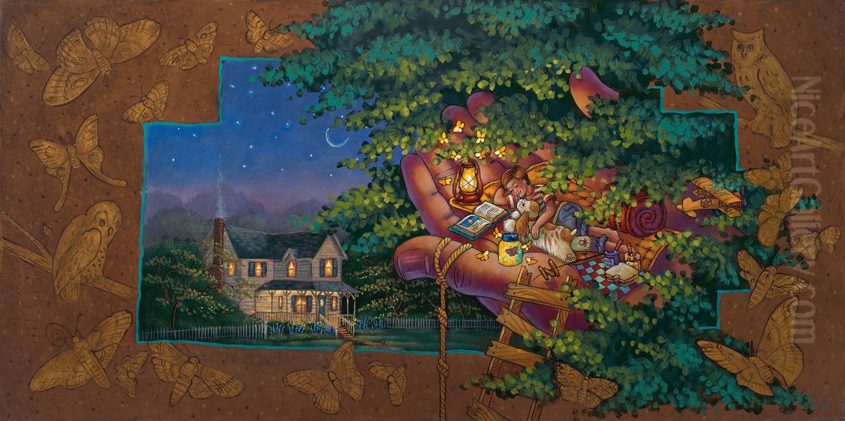 Just Me And Peter Puppy Oil Painting by Steve Jameson