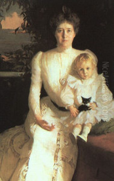 Portrait of Mrs. Benjamin Thaw and Her Son Oil Painting by Frank Weston Benson