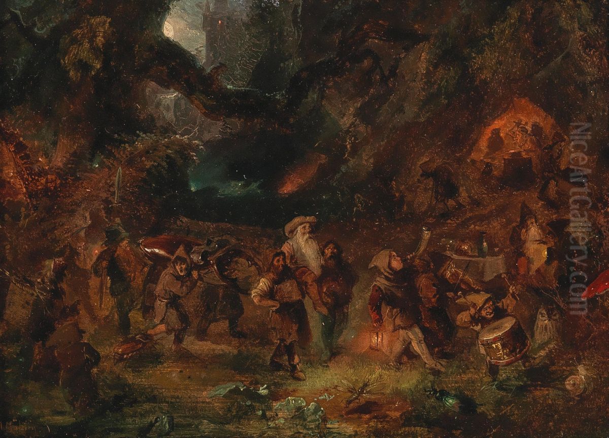 The Homecoming of the Dwarfs after a Successful Hunt Oil Painting by Meno Muhlig