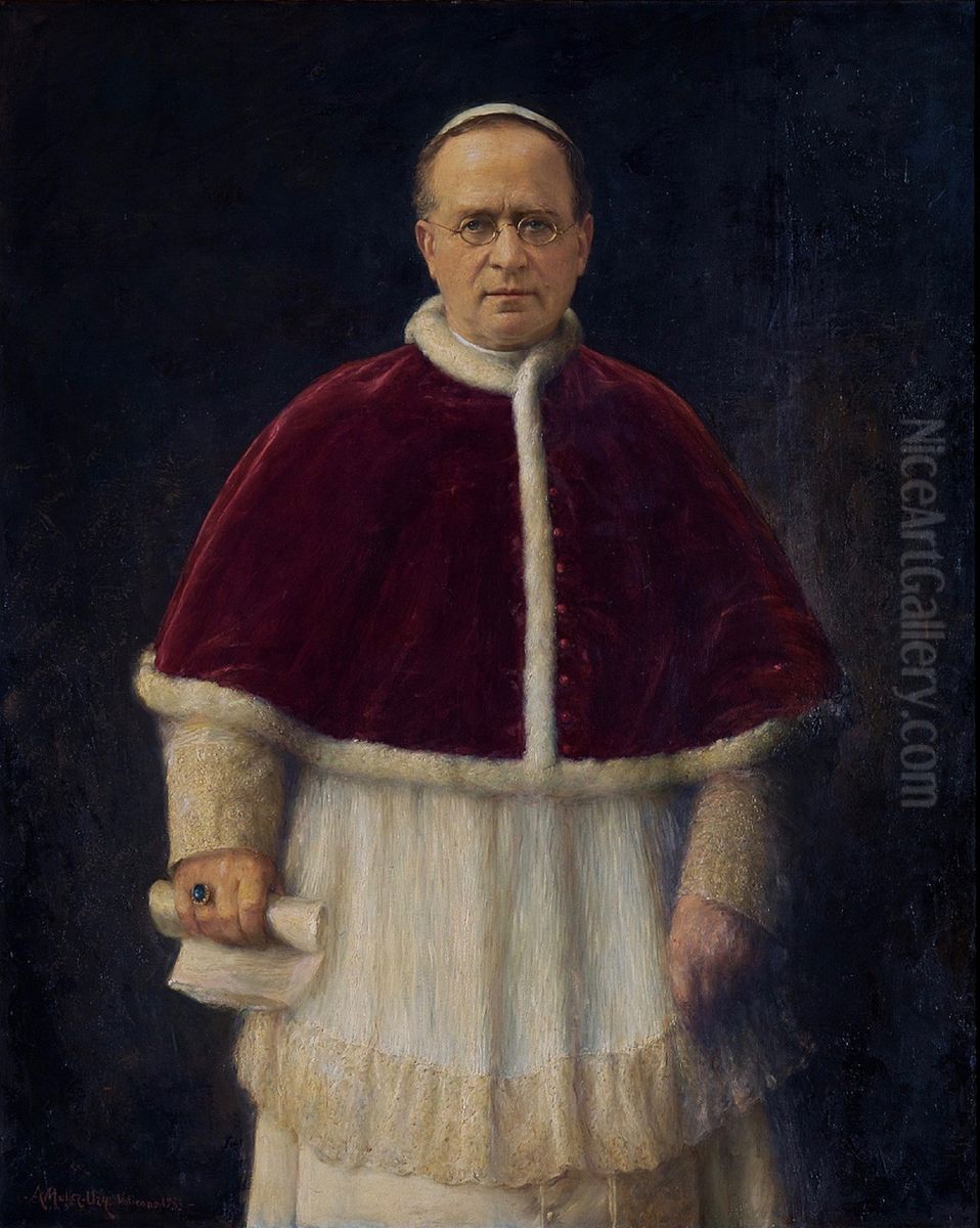 Portrat Papst Pius XI. Oil Painting by Adolfo Muller-Ury