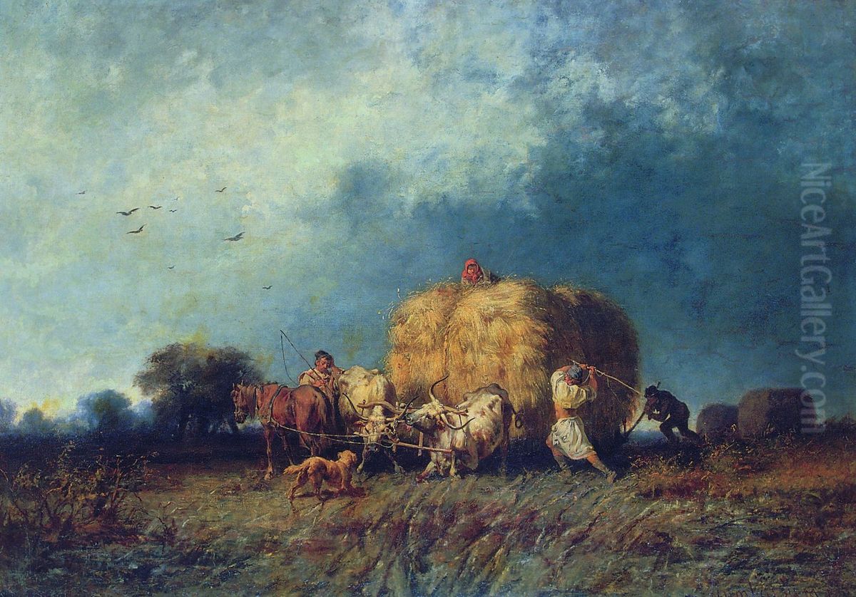 Dulo szenasszeker Oil Painting by Mihaly Munkacsy