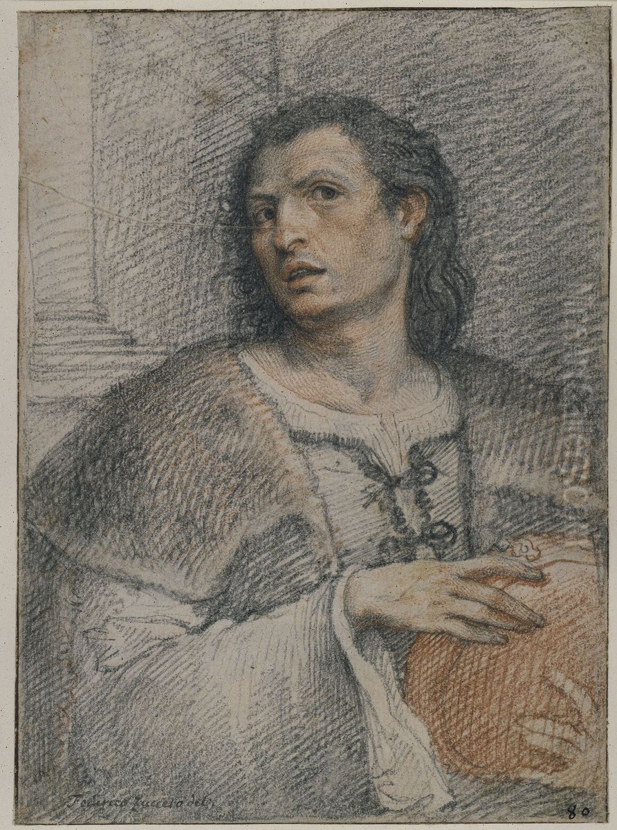 Bust of a Man (after Giorgione) Oil Painting by Federico Zuccari