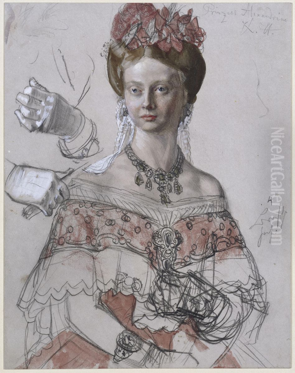 Princess Alexandrine of Prussia Oil Painting by Adolph von Menzel