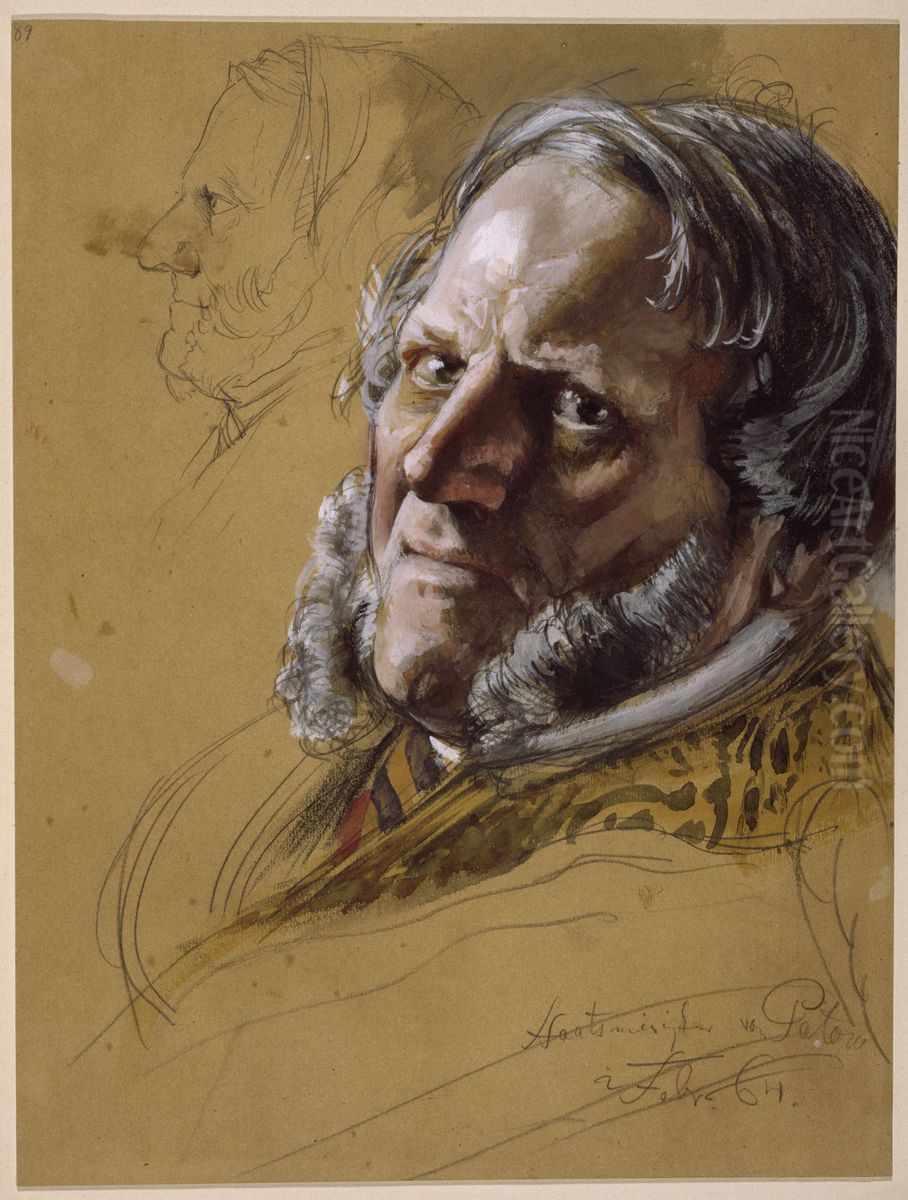 Portrait of the Minister of State von Patow Oil Painting by Adolph von Menzel