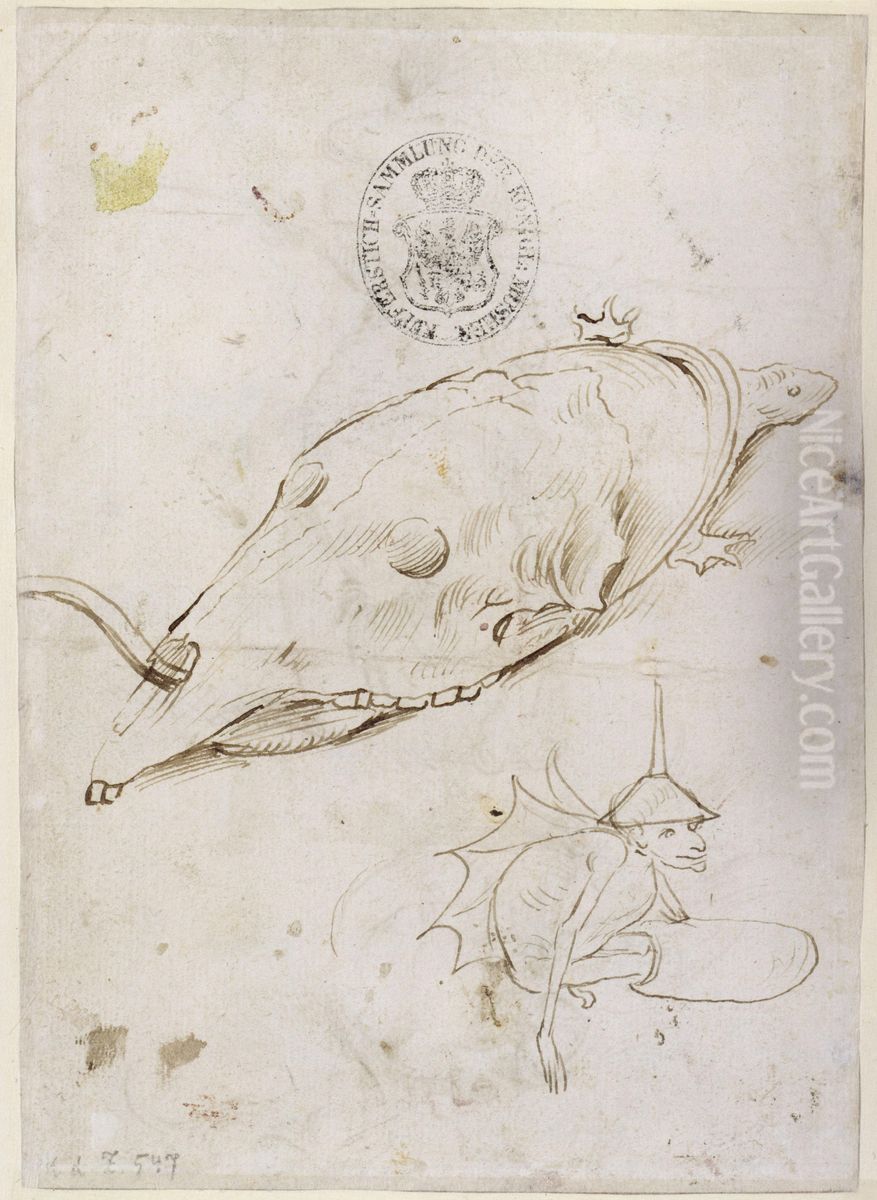 Two Monsters (verso) Oil Painting by Hieronymous Bosch