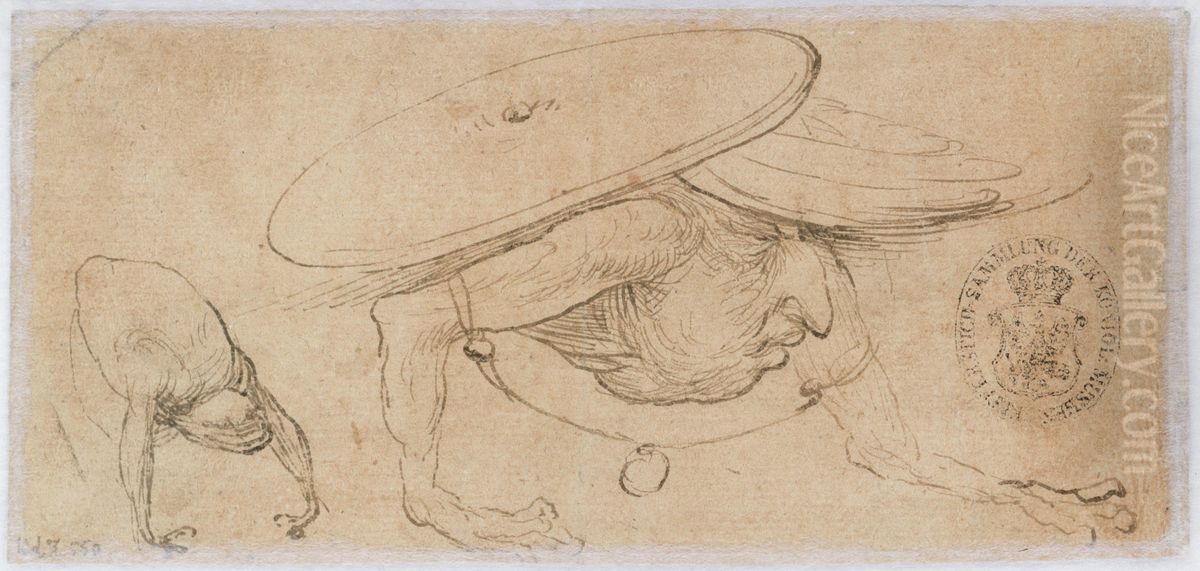 Two fantasy creatures (verso) Oil Painting by Hieronymous Bosch