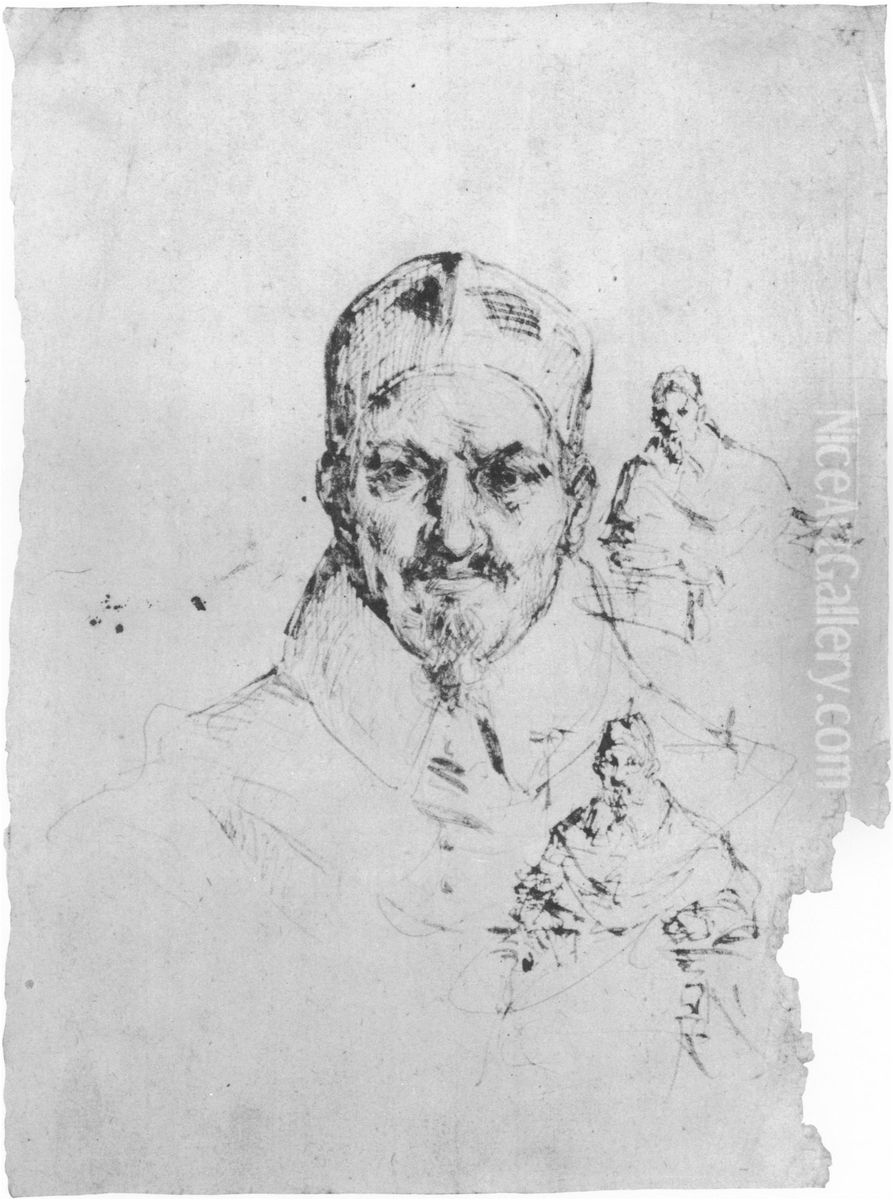 Studies for the Portrait of Innocent X Oil Painting by Diego Rodriguez de Silva y Velazquez