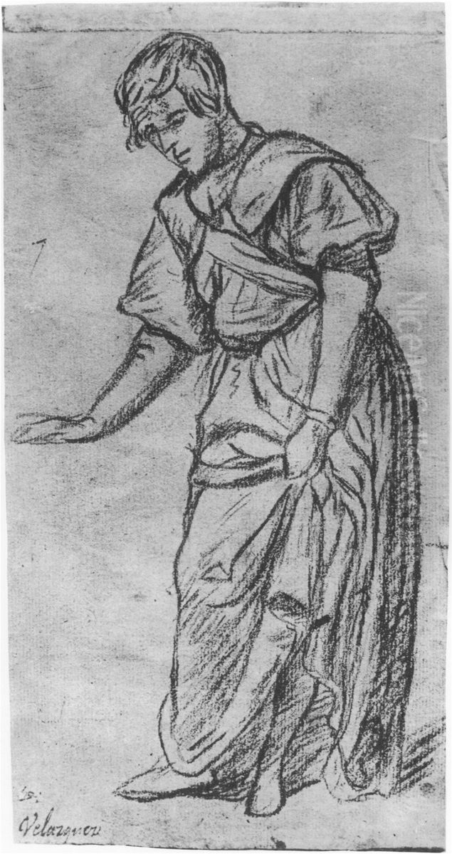 Study for the Guardian Angel in Christ after the Flagellation Contemplated by the Christian Soul Oil Painting by Diego Rodriguez de Silva y Velazquez