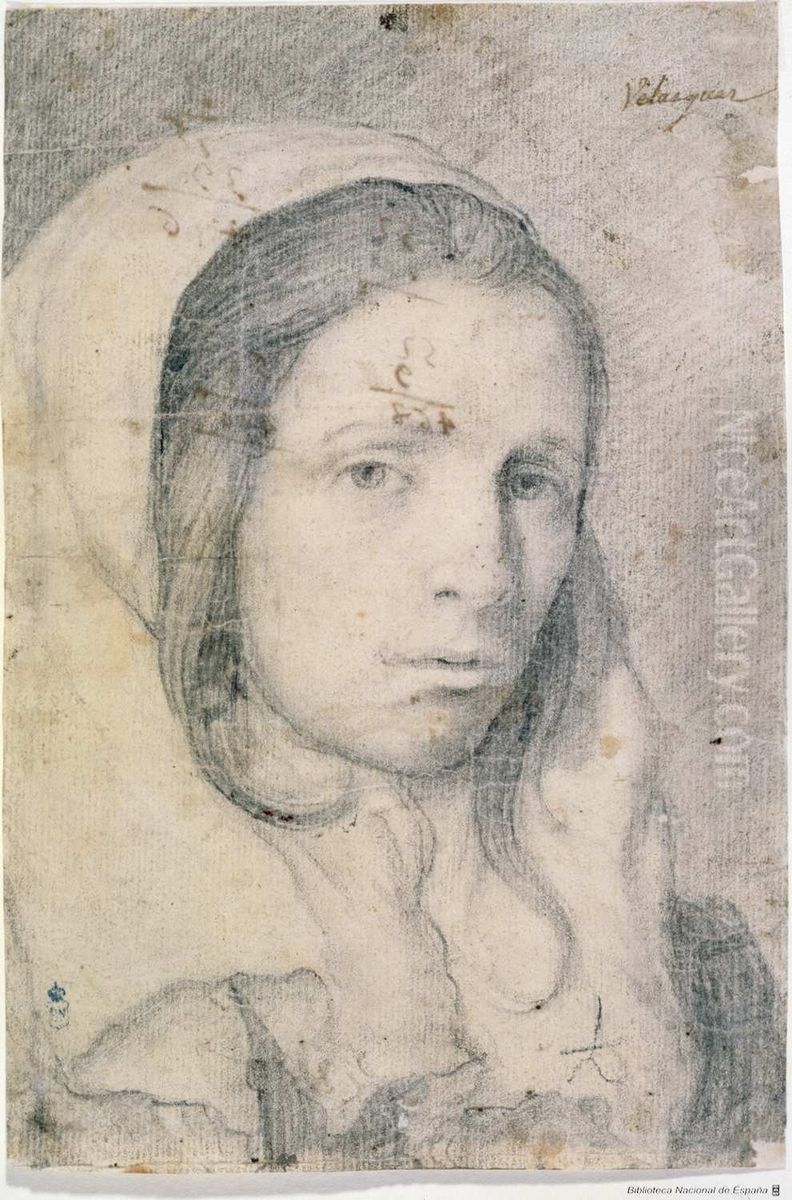 Bust of a Young Woman Oil Painting by Diego Rodriguez de Silva y Velazquez