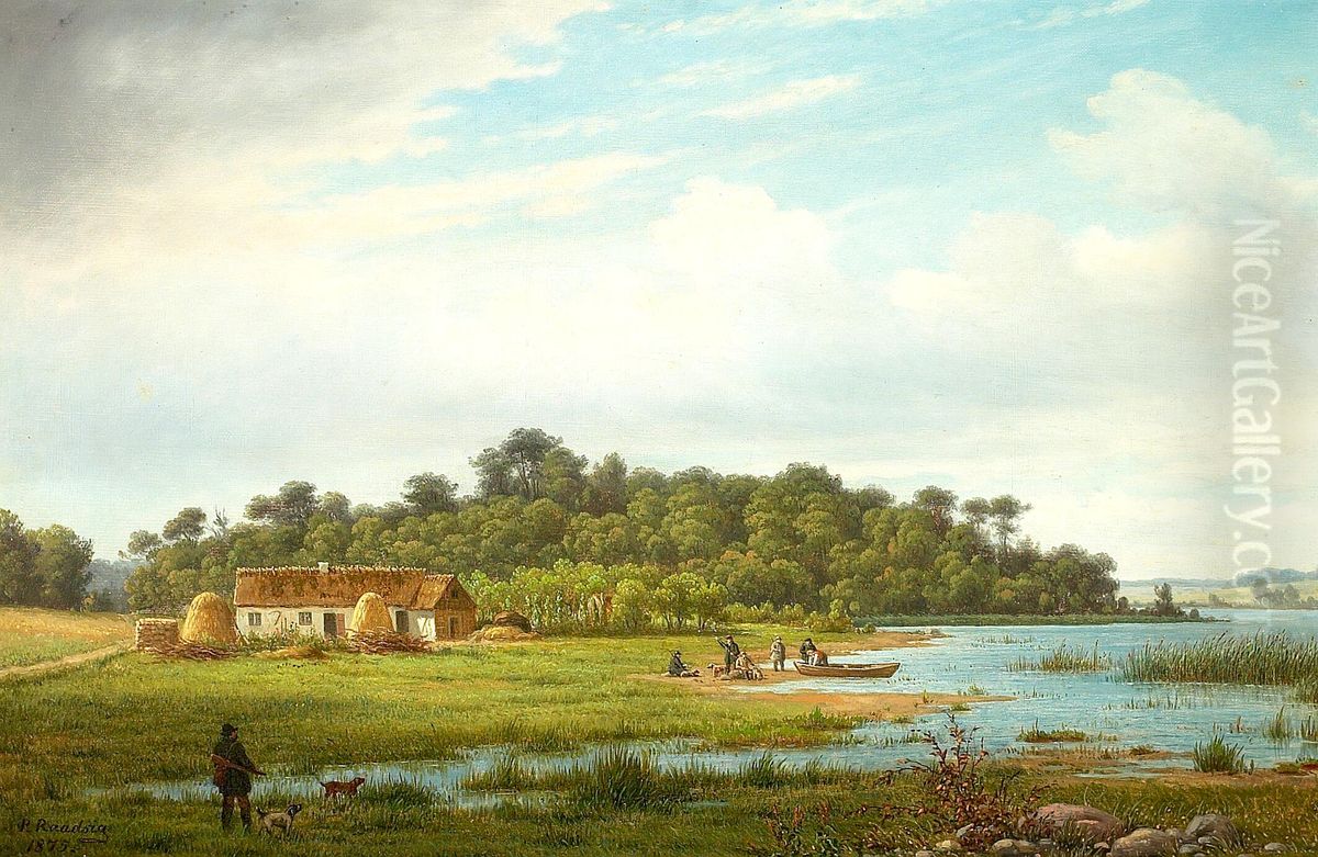 Hunters at the Sound. Oil Painting by Johan Peter Raadsig