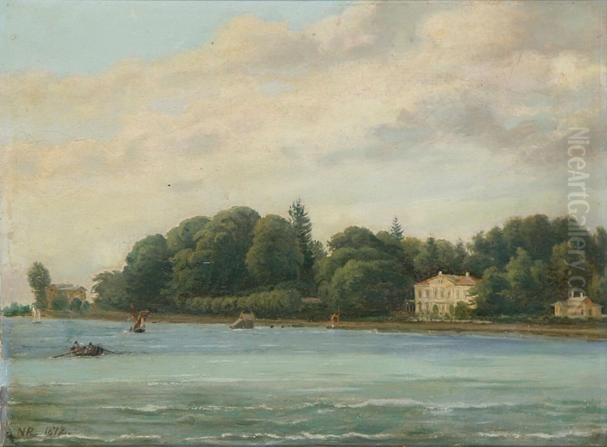 A view of the coast at Springforbi near Taarbaek. Oil Painting by Niels Gronbek Rademacher